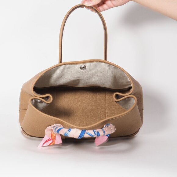 Hermès Garden Party 30 Gold Negonda Leather Tote with LV Twilly - Picture 11 of 14